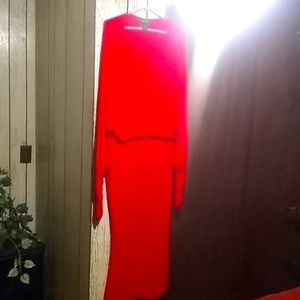 Red jazzy long sleeve maxi dress